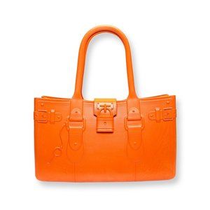 Great Bag Co. Designer Rubber Tote Purse Hand Bag Topaz Orange Robert Verdi